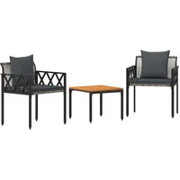 vidaXL Gartenmöbel-Set 3 Stk. Grau und Dunkelgrau Poly-Rattan