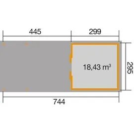 Weka Gartenhaus 225 7,44 x 2,95 m Natur