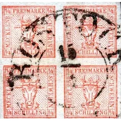 4/4-Schilling-Briefmarke als Erstausgabe Mecklenburg-Schwerins