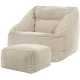 I.C.O.N. icon Sitzsack, Beige, Textil, 340 L, 1-Sitzer, Freiform, 97x73x84 cm, Hergestellt in Deutschland, Oeko-Tex® Standard 100, Reach, Wohnzimmer, Hocker, Sitzsäcke, XXL Sitzsäcke