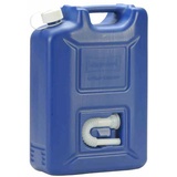 Hünersdorff AdBlue-Kanister 20 l, ideal zur Betankung an AdBlue-PKW-Zapfsäulen, Mehrwegkanister mit Auslaufrohr, passt in AdBlue Tankstutzen, unbefüllt, Blau/ HDPE L350xB165xH495mm