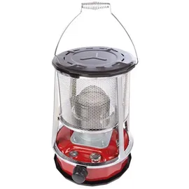 Perel Petroleumheizung, Camping Petroleum-Ofen für Außenbereiche ohne Strom bis zu 18m3 - 18h rot|silberfarben