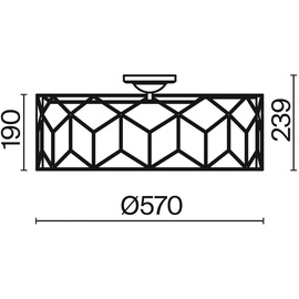 Maytoni Deckenleuchte Schirmleuchte Wohnzimmerlampe Metall, Kunststoff, Textil, 57x19x57 cm, CE, gleichmäßige Lichtverteilung, Lampen & 57 Beige, Leinen