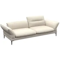 FLEXLUX 3-Sitzer Salino, Funktionssofa, Relaxsofa, Sofa mit Arm- und Kopfteil-Verstellungen, Kaltschaum & Stahl-Wellen weiß