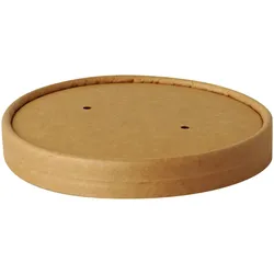 VEPATIM 25x Deckel für Bio-Suppenbecher Pappe rund O11,5cm braun biologisch abbaubar