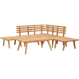 vidaXL Garten-Lounge-Set natur/grau-weiß