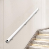 Holz Handläufe für Treppen, Rutschfeste Indoor-Treppen Weiß Handlauf, Wandmontage Handlauf Mit stabilem Metallbügel, Barrierefreie Treppe Haltegriff für ältere Menschen (White, 100cm)