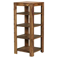 Kadima Design Massivholz Bücherregal: Mehrzweck-Stauraum, Sheesham, handgefertigt, pflegeleicht. 44x44x105 cm