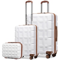 KONO Gepäck-Sets Kofferset 3 Teilig Handgepäck Koffer und Groß Koffer mit Beautycase (54cm+72cm+Kosmetikkoffer, Weiß)