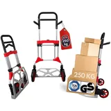 Proregal Klappbare Profi-Sackkarre ELEPHANT HxBxT 112 x 60 x 61 cm Traglast 250 kg Ergonomische Griffe TPR-Gummiräder Schwarz-Rot-Silber