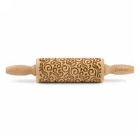 Folkroll Teigroller 3D-Motiv-Teigrolle Buchenholz, Floral Deko,