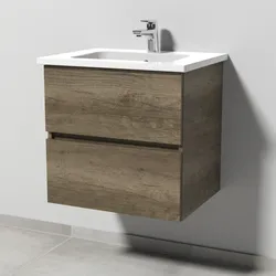 Sanipa Keramik-Waschtisch-Set mit Waschtischunterschrank „Solo One“ 56 × 45 × 55,5 cm in Eiche Nebraska