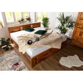 MASSIVMOEBEL24.DE Bett Akazie 180x200x90 Honig lackiert Oxford #0253