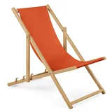 2er Set Liegestuhl Farbe orange,Strandstuhl mit GRATIS Absicherndem Einstellungssystem,bis 100 kg,klappbar,Liege aus Buchenholz, Holzklappstuhl,Strandliege