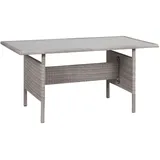Gartentisch mit Glasplatte Polyrattan grau 145 x 80 cm Outdoor Tisch VITERBO
