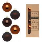 inges magic & goodz Weihnachtskugeln Glas 6cm x 20 Stück in Kartonbox Christbaumkugeln Set Cognac Diamond