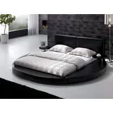 Xlmoebel Rundbett Designer Bett Schwarz mit Kunstlederbezug und integriertem Nachttisch (1-tlg), Made in Europa schwarz