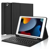 SENGBIRCH Tastatur Hülle iPad 9 Generation - Tastatur Hülle für iPad 10.2 Zoll 9/8/7 Generation,Soft TPU Gehäuse,ApplePencil Halter, Abnehmbar Magnetisch Tastatur mit QWERTZ Layout,SZ