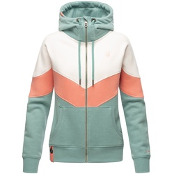 NAVAHOO Damen Kapuzensweatjacke Sportliche Damen Sweatjacke im Coloblocking-Stil Honigperle