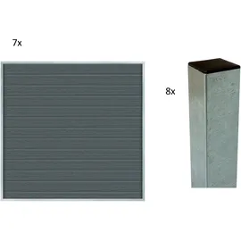 Plus Sichtschutzelement 175 x 180 cm grau Stahl 2 St.