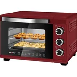 Woltu Mini Backofen 21 L, elektrischer Minibackofen, Miniofen, Pizzaofen, 1280 W, 100-230 °C, Timer 60 Min., Ober-/Unterhitze, Doppelverglasung, Rot