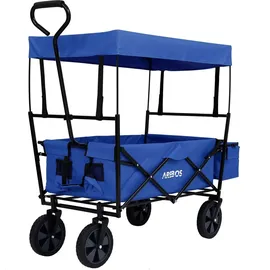 Arebos Bollerwagen faltbar blau inkl. 2 Netztaschen und Außentasche