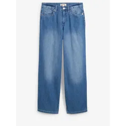 bonprix Baggy Jeans Mid Waist mit leichtem und soften Material, blau, 38, mit Baumwolle