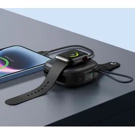 Swissten Swissten, Externer Akku MagSafe 15W 10000mAh mit USB-C- und Lightning-Kabeln, Schwarz - Schwarz