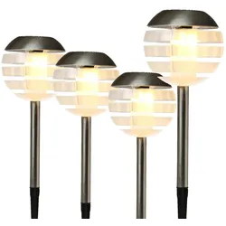 LED Solar Wegleuchten Kugel 4Stk. H: 32cm Gartenleuchte Wegbeleuchtung