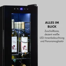 Klarstein Shiraz 12 Slim Uno Weinkühlschrank 32l/12Fl.Touch 85 W 5-18 °C LED