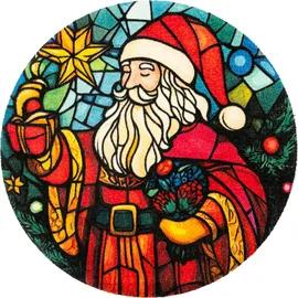Wash+Dry Stainglass Santa 90 x 90 cm Bunt