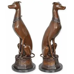 Casa Padrino Jugendstil Deko Bronze Skulpturen Set Windhunde H. 75 cm - Bronze Figuren
