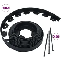 vidaXL Flexible Rasenkante 1000 x 5 cm 30 Nägel schwarz