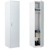Home Collective Garderobenschrank Kleiderschrank mit 1 Tür, 1 Kleiderstange und 2 Einlegeböden 40 cm breit Schrank schmal matte Oberfläche weiß weiß