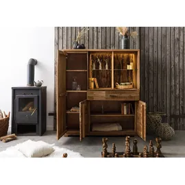 Wolf Möbel Highboard 140 x 150 x 40 cm Akazie lackiert / Beige