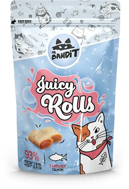 Mr Bandit Juicy Rolls Katzenleckerli, feuchte Kroketten mit Lachs 40g (Rabatt für Stammkunden 3%)