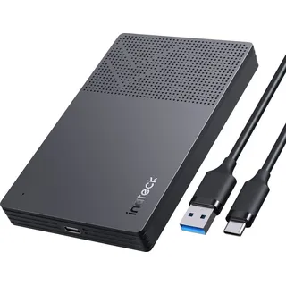 Inateck USB 3.2 Gen 2 Festplattengehäuse für 2,5 Zoll SSD und HDD in Höhe 9.5mm/7mm, bis zu 6Gbps, mit UASP,