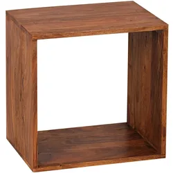 Kadima Design Cube Regal `Nako`: Massivholz, Beistelltisch/Bücherregal, vielseitig, pflegeleicht. Braun, 43x33x43 cm