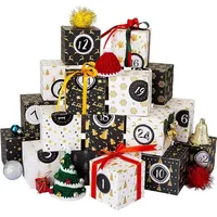 LuxusKollektion Adventskalender Boxen Weihnachten 24 Schachteln Befüllen Deko Schwarz Weiß Gold