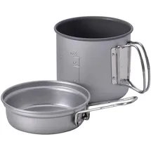 Snow Peak Trek 900 Aluminium-Kochset, grau, leichtes Kochset für Camping, mit einem Topf und einem Deckel, der Sich in eine Bratpfanne verwandelt, sowie Einer Tragetasche für unterwegs.