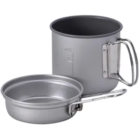 Snow Peak Trek 900 Aluminium-Kochset, grau, leichtes Kochset für Camping, mit einem Topf und einem Deckel, der Sich in eine Bratpfanne verwandelt, sowie Einer Tragetasche für unterwegs.