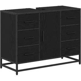 vidaXL Badezimmerschrank mit Tür Schwarz Eichen-Optik 80 x 33 x 60 cm