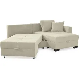 luma-home Eckcouch Cord 2-Sitzer Beige/Grau