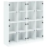 vidaXL Bücherschrank mit Türen Weiß 136x37x142 cm Holzwerkstoff