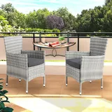 Polyrattan Gartenstuhl 2er-Set Grau/Anthrazit Stapelbar