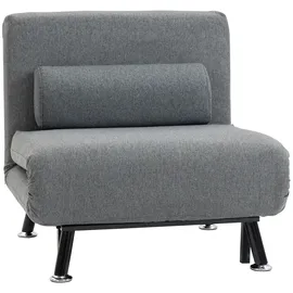 Homcom Schlafsessel mit Bettfunktion Polyester 70 x 75 x 75 cm Grau mit Kissen
