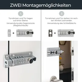 HMF Riegelschloss 3591-02, Türriegel mit 4-stelligem Zahlencode aus Zinklegierung, 12,2 x 4 x 4,8 cm, Schwarz