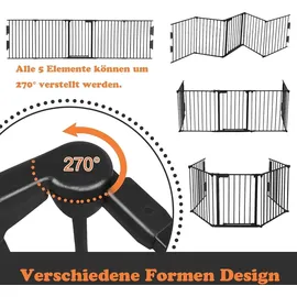 LZQ NAIZY Kaminschutzgitter mit Tür Metall Ofenschutzgitter Faltbar Gesamtlänge 300 cm, Treppenschutzgitter Konfigurationsg...