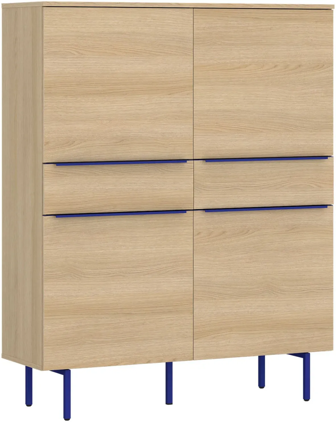 Hochkommode TOM TAILOR HOME, light oak, B:110cm H:143cm T:42cm, Holzwerkstoff, Melamin, Spanplatte, Sideboards, Highboard, Breite 110 cm,4 Türen,2 Schubladen, viel Stauraum