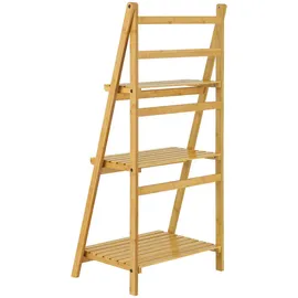 [en.casa] Leiterregal Natur, Holz, Bambus, 50.8x109x35 cm, Wohnzimmer,, - 2 Jahre Gewährleistung - mind. 14 Tage Rückgaberecht - Braun